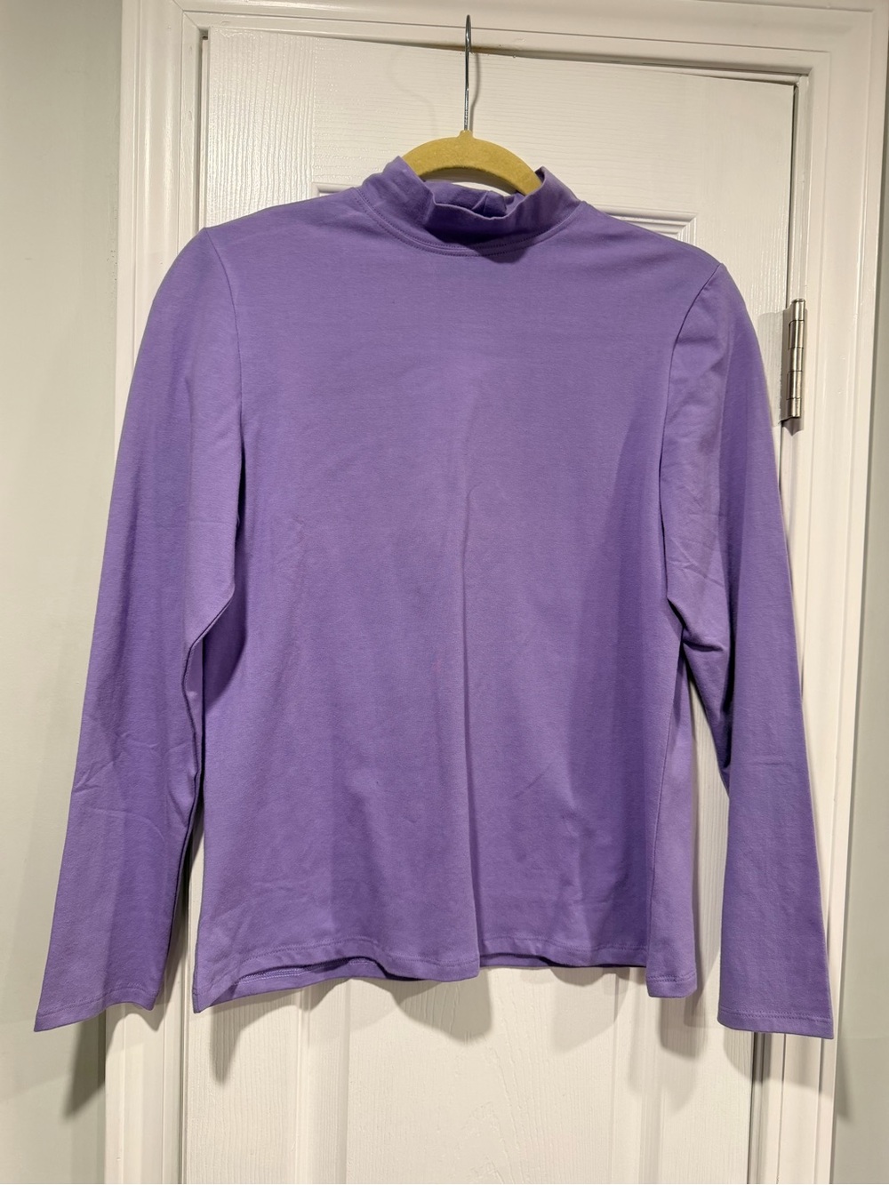 NWOT Harlow & Rose Size S Purple Stretch Cotton Long Sleeve Mock Neck Shirt